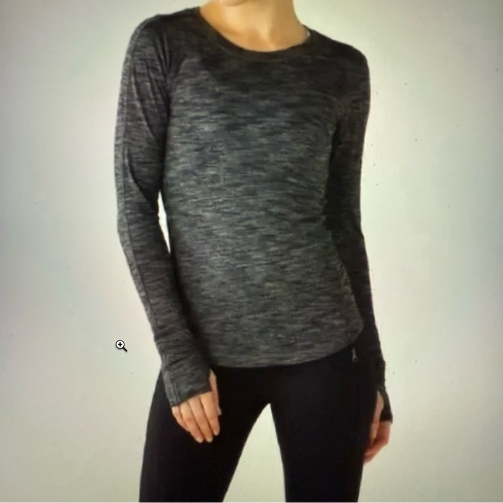 lululemon‎ athletica Charcoal 5 mile Long Sleeve Top woman’s size 8 workout